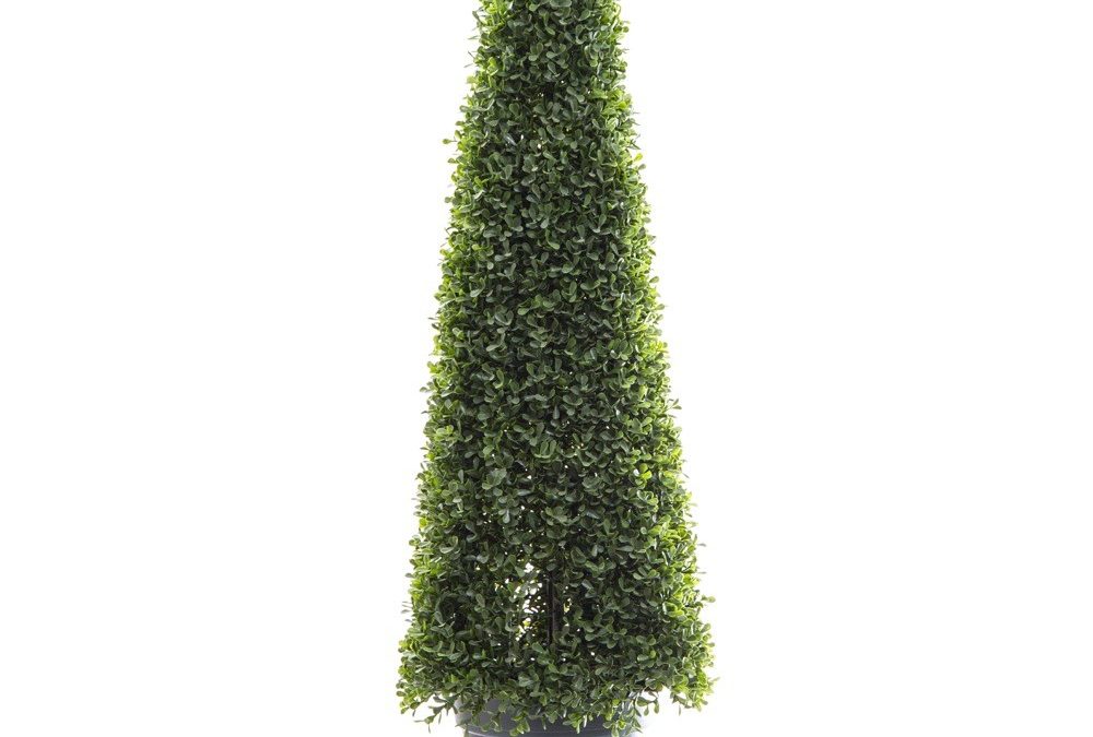 Artificial Boxwood Pyramid Tree 90cm with realistic two tone foliage