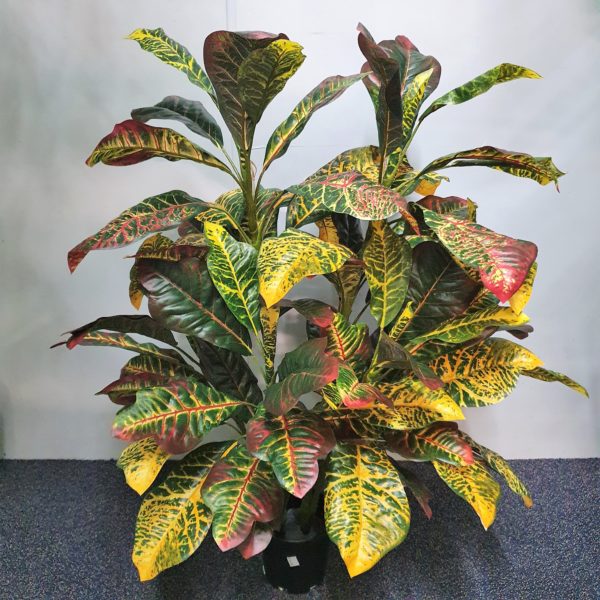 Artificial Croton Plant 90cm double x 56 realistic leaves