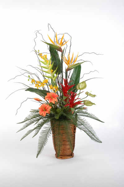 Artificial flower arrangement - Tropical In Tall Basket