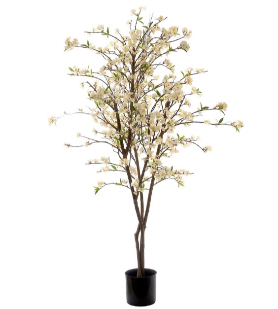 Artificial Cherry Blossom Tree 150cm – 252 white flwrs – yellow centres
