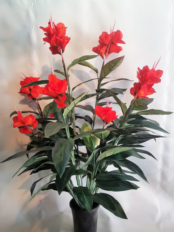 Artificial Canna Lily 1.2mt Red double