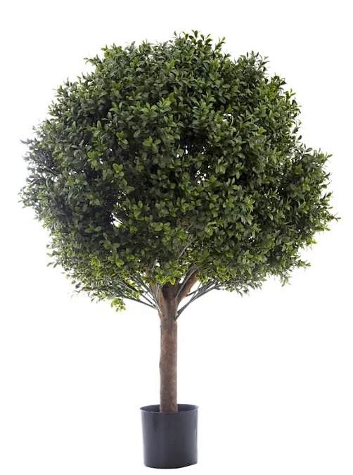 Boxwood Ball Tree 85cm UV stable on natural timber trunk